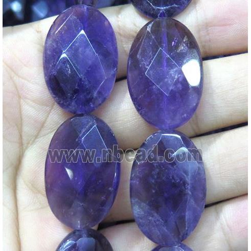 amethyst beads, faceted oval, purple