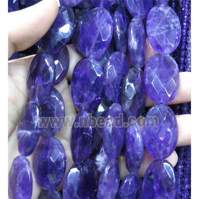 amethyst beads, faceted oval, purple