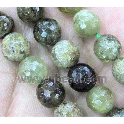 green garnet beads, faceted round