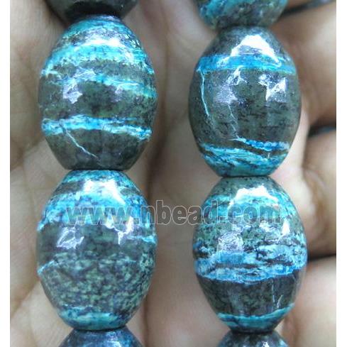 Blue SilverLine Jasper beads, barrel