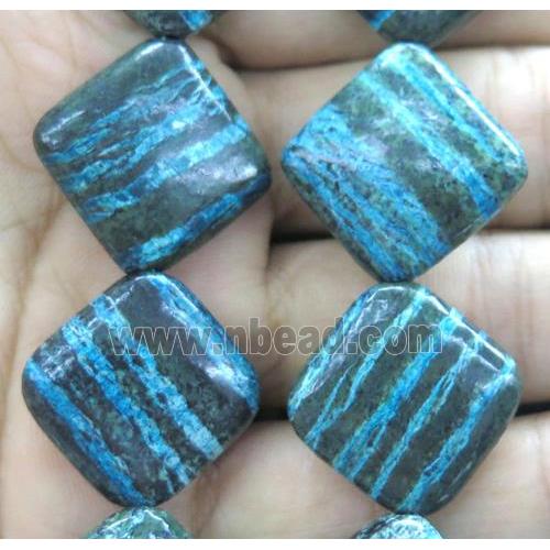 Blue SilverLine Jasper beads, square