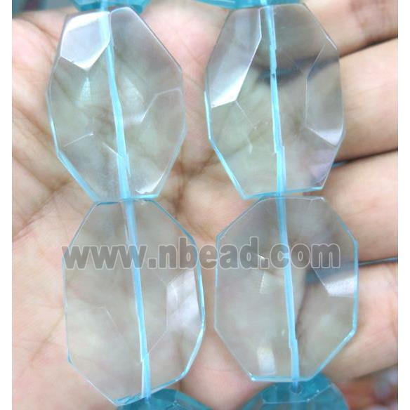 blue Topaz beads synthetic with crystal, faceted freeform