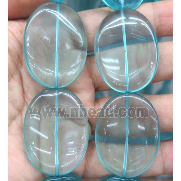 Topaz beads synthetic with crystal, blue, oval