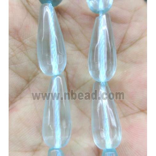 Topaz beads synthetic with blue crystal, teardrop