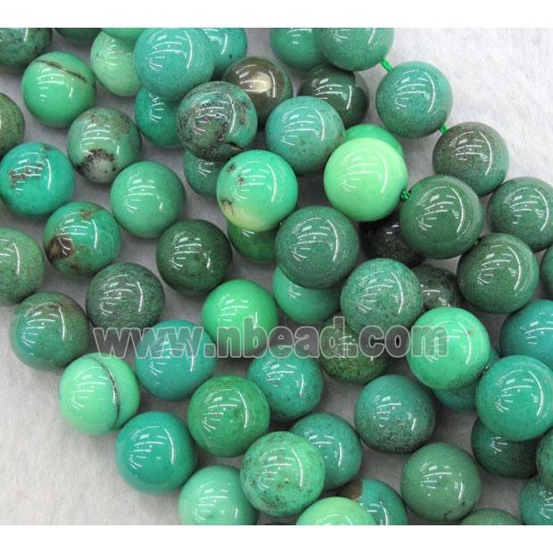 Natural Green Grass Agate Beads Smooth Round