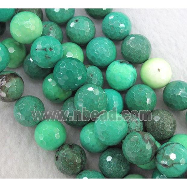 Natural Green Grass Agate Beads Faceted Round