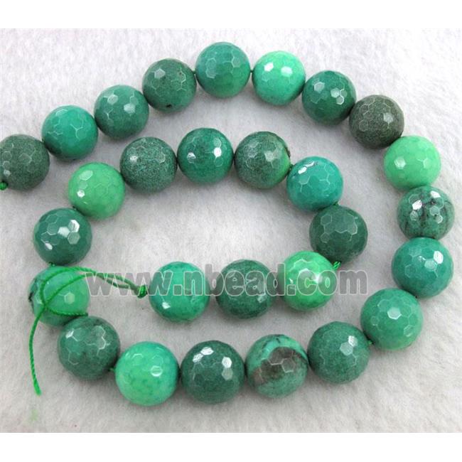 Natural Green Grass Agate Beads Faceted Round