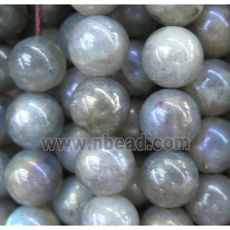 Labradorite beads, round, AB-color plated