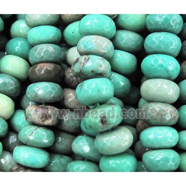Natural Green Grass Agate Beads Faceted Rondelle