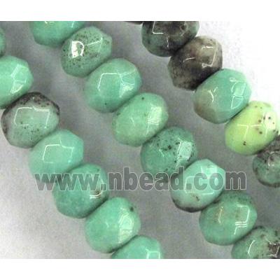 green grass agate beads, faceted rondelle
