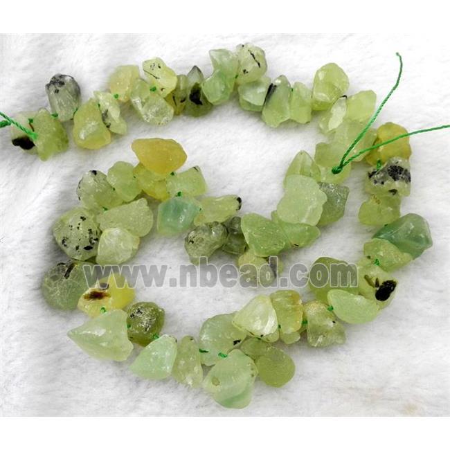 prehnite beads, freeform, green