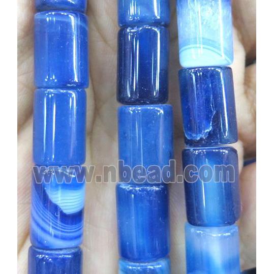 blue stripe agate tube beads