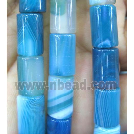 blue stripe agate bead, tube