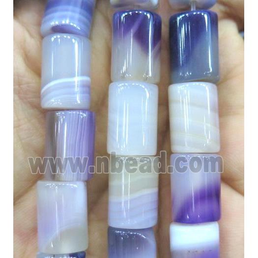 purple stripe agate bead, tube