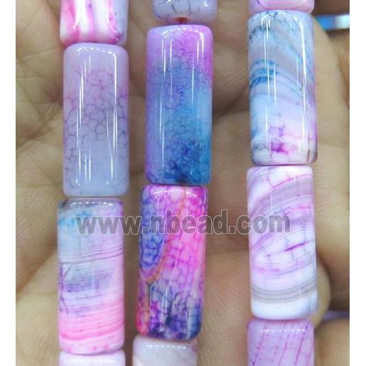 pink stripe agate beads, tube