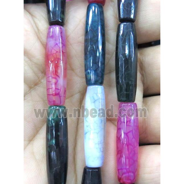 dragon veins agate beads, faceted barrel