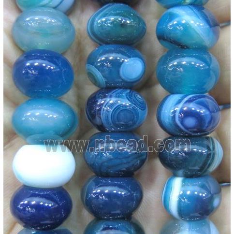 blue stripe agate bead, rondelle