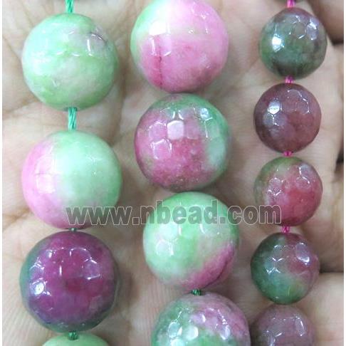 dichromatic Jade beads, colorful, faceted round