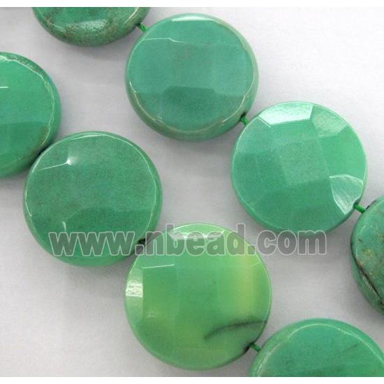 green grass agate beads, faceted circle