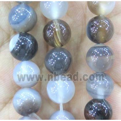 gray stripe agate beads, round