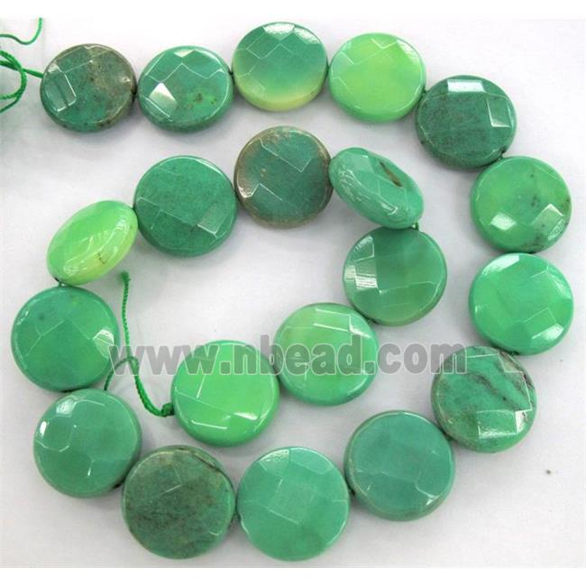 green grass agate beads, faceted circle