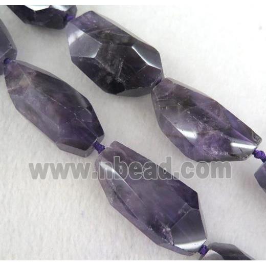amethyst beads, faceted freeform, purple