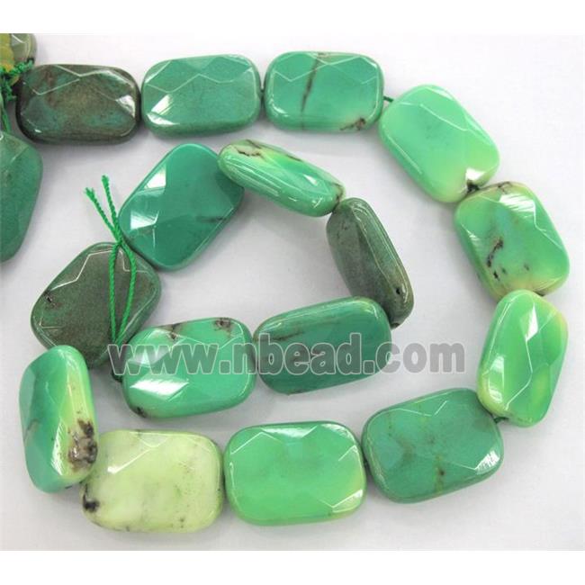 green grass agate bead, faceted rectangle