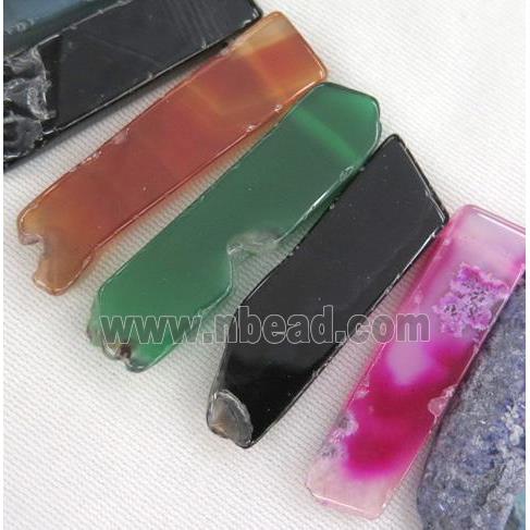 Agate bead, stick, mixed color