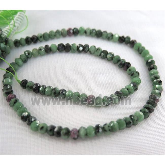 Ruby Zoisite beads, faceted rondelle, hand-cutting