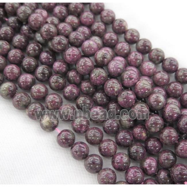 red natural Tourmaline beads, round, B grade