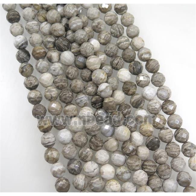 natural Silver Leaf Jasper beads, faceted round