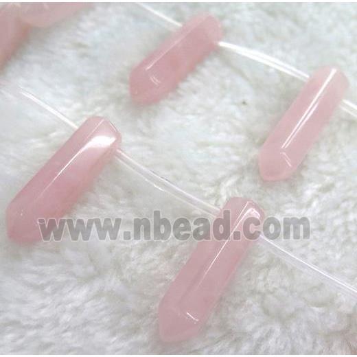 rose quartz beads, bullet shape