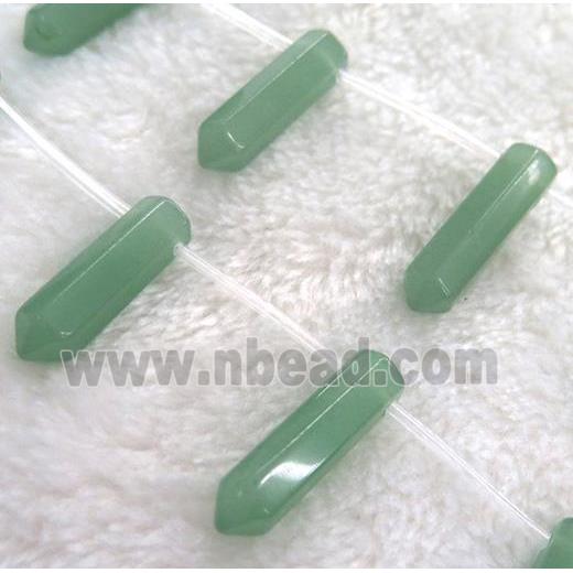 green aventurine bead, bullet shape