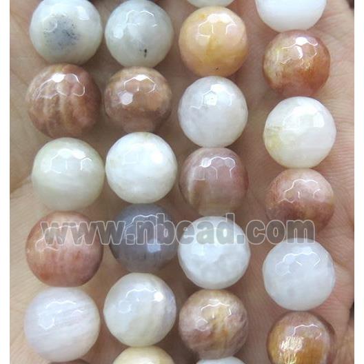 SunStone and Moonlight stone beads, faceted round