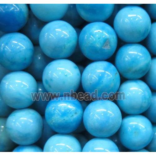 Larimar beads, round, stability, blue