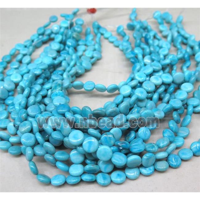 Larimar beads, flat round, stability