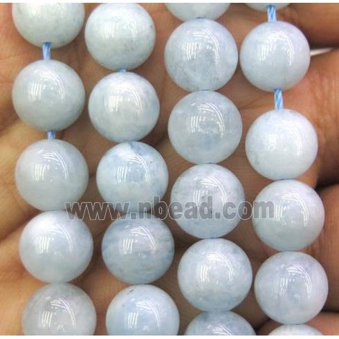 natural Aquamarine beads, round, AB-Grade, blue