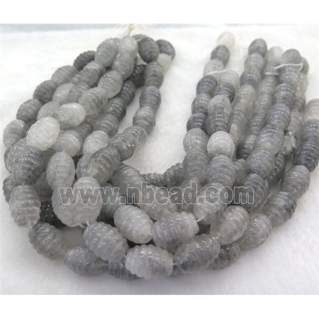 grey Cloudy Quartz barrel beads
