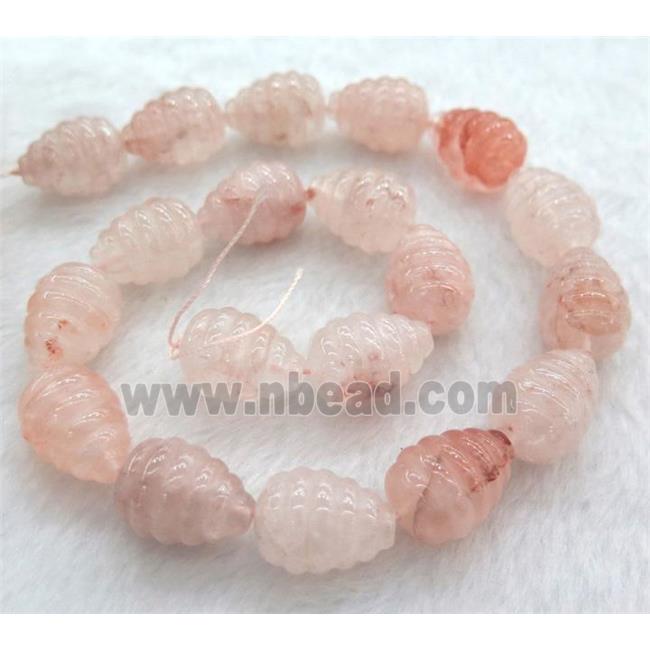 pink Strawberry Quartz teardrop beads