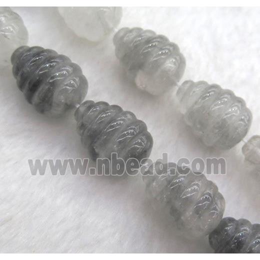 grey cloudy quartz teardrop beads