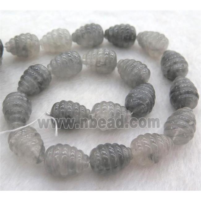 grey cloudy quartz teardrop beads
