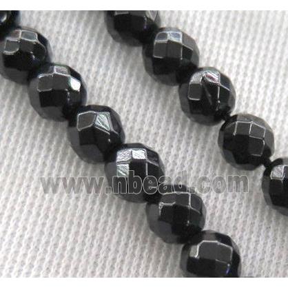 faceted round Black Spinel Beads