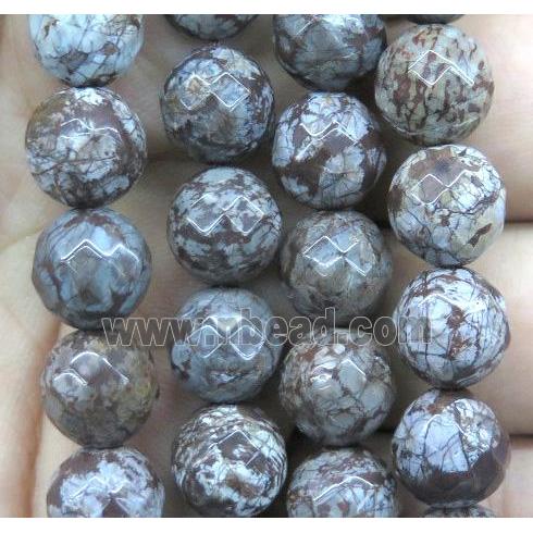 red Snowflake Jasper Beads, faceted round