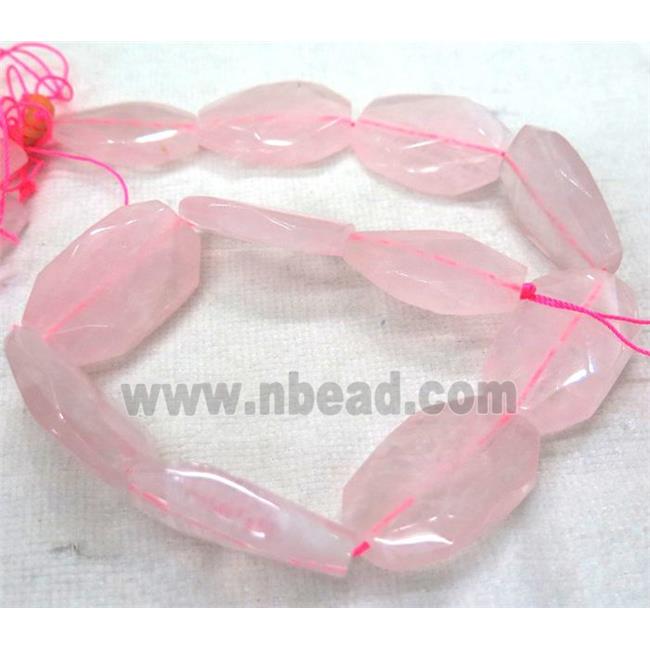 rose quartz bead, twist freeform
