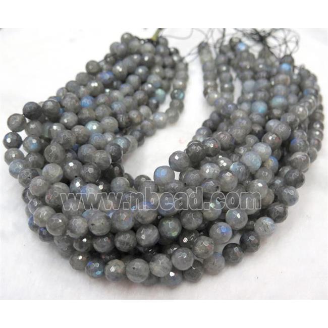 Labradorite beads, faceted round, AA-Grade