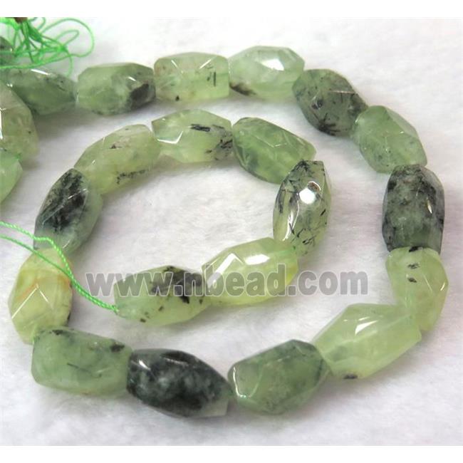faceted freeform green prehnite nugget beads