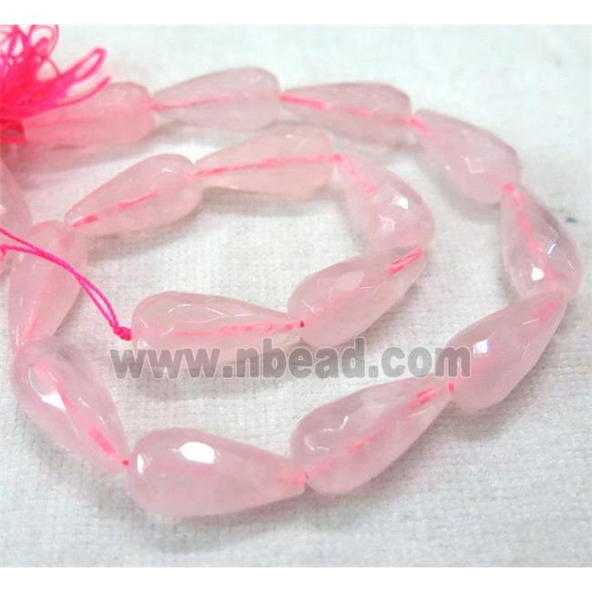 Rose Quartz teardrop beads, faceted