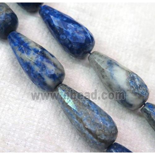 Lapis Lazuli teardrop beads, faceted, blue