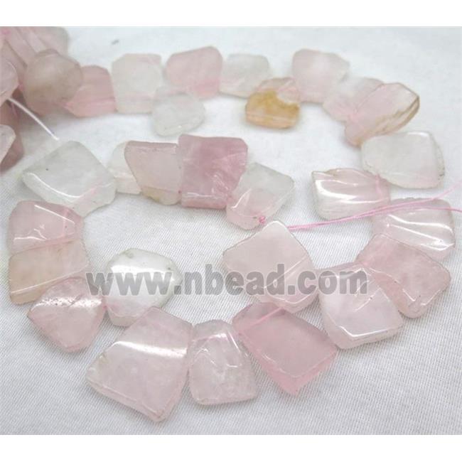 rose quartz collar bead, pink, teardrop, top drilled