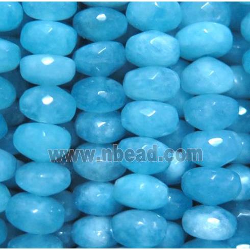 blue sponge quartz beads, faceted rondelle, aqua, stability